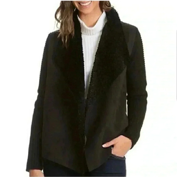 Chelsea & Theodore NWT faux fur wrap sweater coat XL - Picture 1 of 10